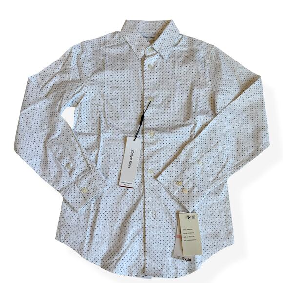 Calvin Klein Other - NEW Calvin Klein Slim Fit + Stretch Dress Shirt Black White 10